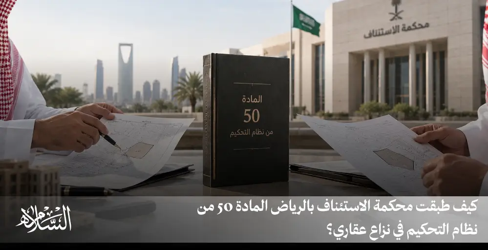 كيف طبقت محكمة الاستئناف بالرياض المادة 50 من نظام التحكيم في نزاع عقاري؟