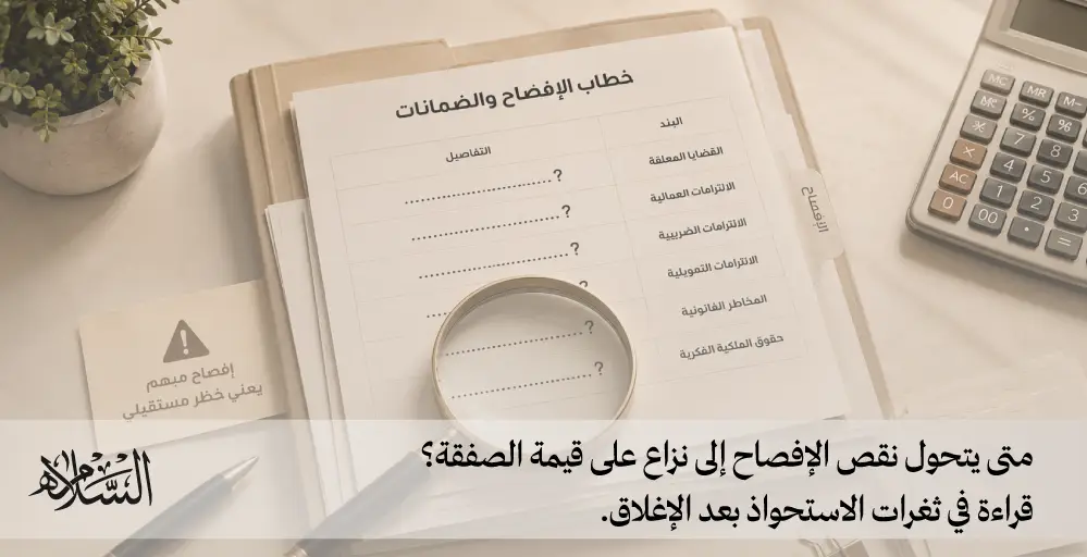 متى يتحول نقص الإفصاح إلى نزاع على قيمة الصفقة
